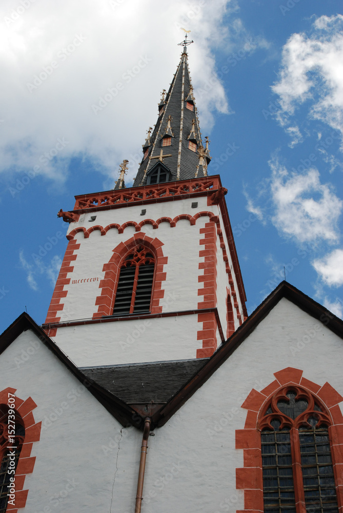 Fototapeta premium old historic church and spire in Ediger Germany