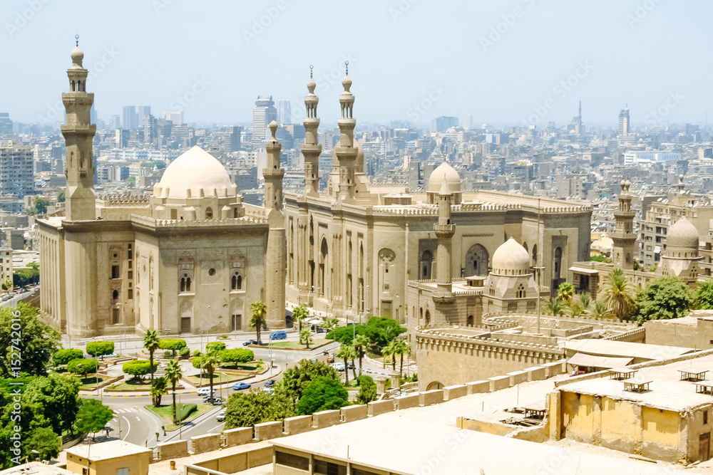 The Mosque-Madrassa of Sultan Hassan located near the Saladin Citadel in Cairo, Egypt.