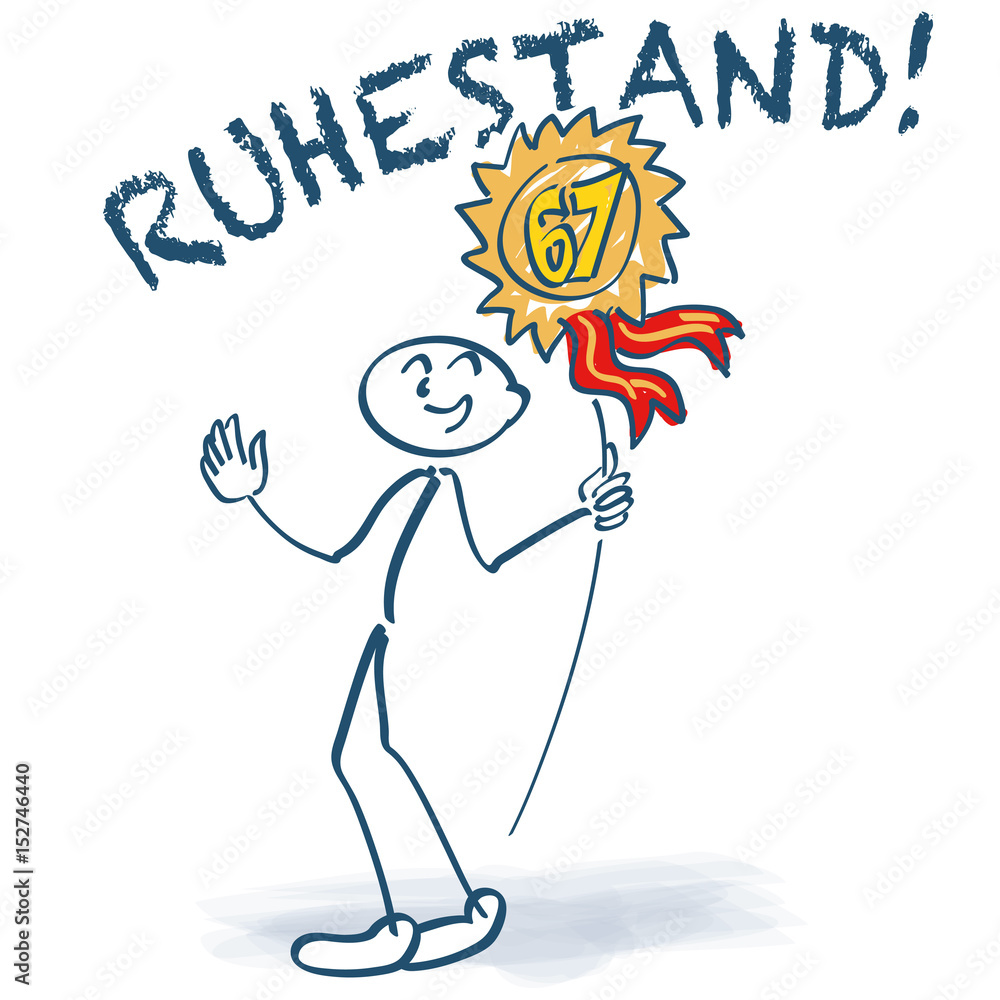 Strichmännchen mit einem 67iger Jahresjubiläum und Ruhestand Strichmännchen mit einem 67iger Jahresjubiläum und Ruhestand