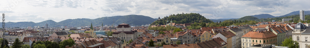 Panorama Graz mit Schlossberg und Uhrturm
