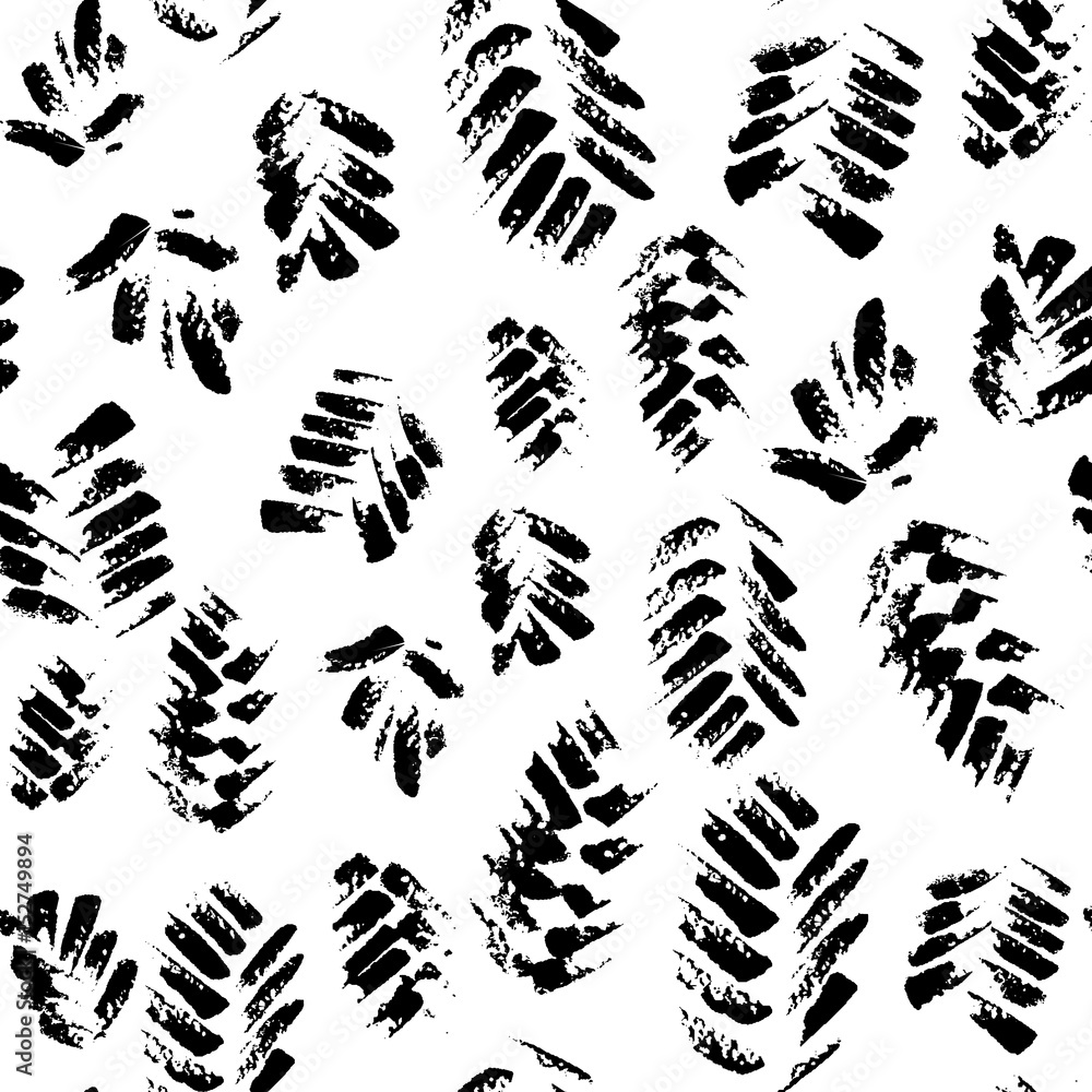 Abstract seamless hand drawn pattern. Modern grunge texture with botanical motif. Monochrome brush painted background. Abstract seamless hand drawn pattern. Modern grunge texture with botanical motif. Monochrome brush painted background.