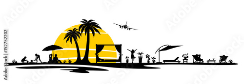 Silhouette Entspannung am Strand