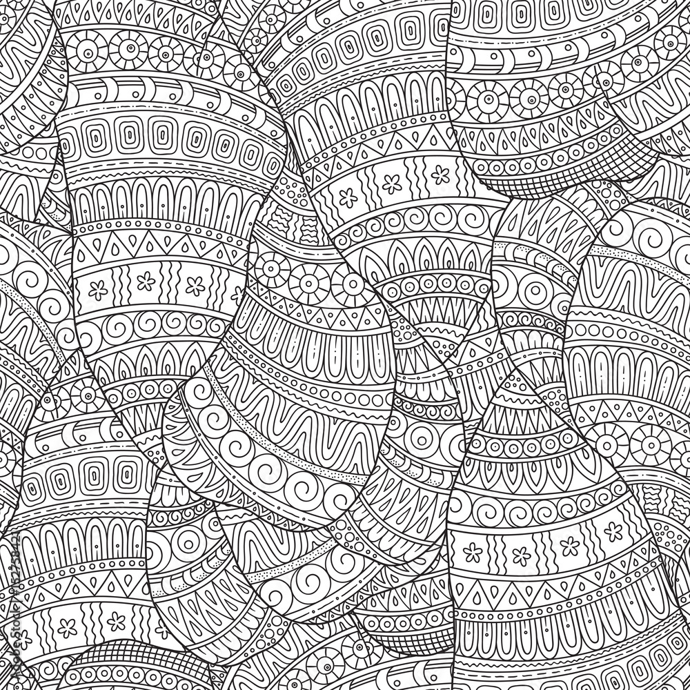 Fototapeta premium Hand-drawn seamless pattern of abstract geometric elements.