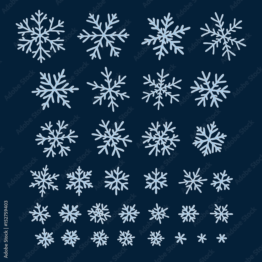 Set of different hand-drawn snowflakes Set of different hand-drawn snowflakes