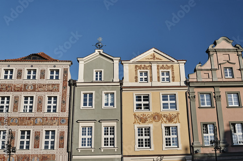 Facades of houses in the Old Market Square in Poznan. © GKor