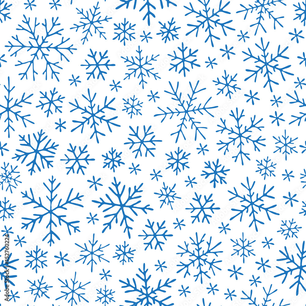 Christmas seamless doodle pattern with snowflakes Christmas seamless doodle pattern with snowflakes