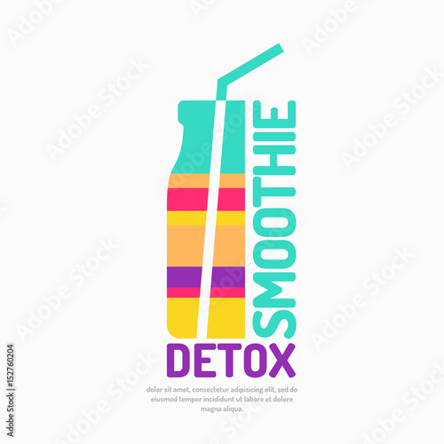 Vector illustration of a smoothie detox with a bottle and a straw.