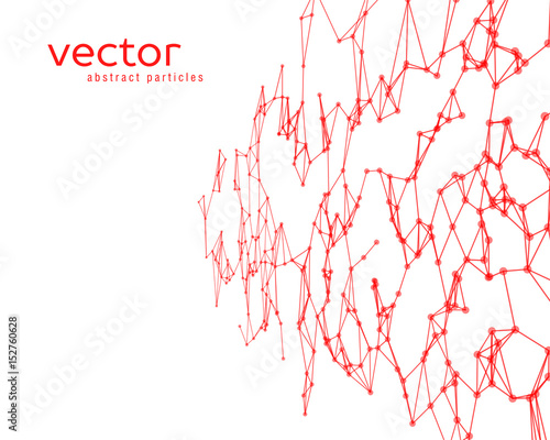 Vector background with red abstract particles.