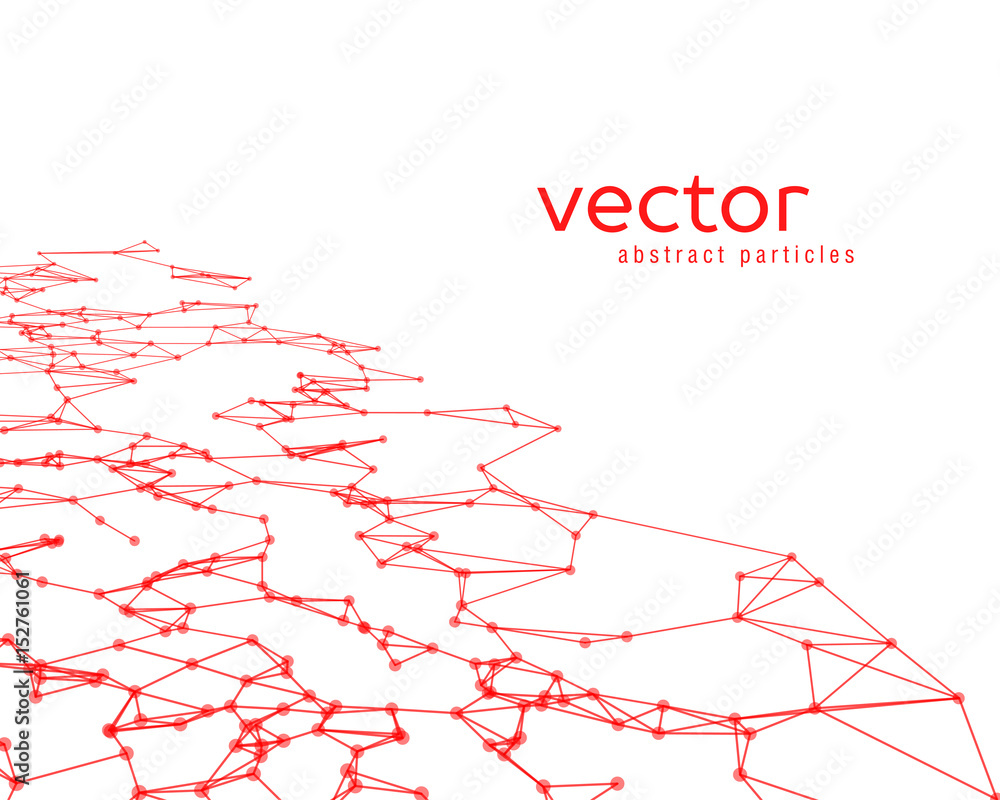 Vector background with red abstract particles.