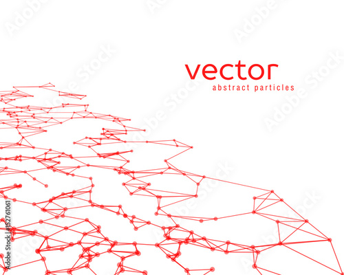 Vector background with red abstract particles.