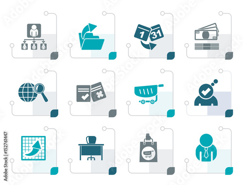 Stylized Business,  Management and office icons - vector icon set
