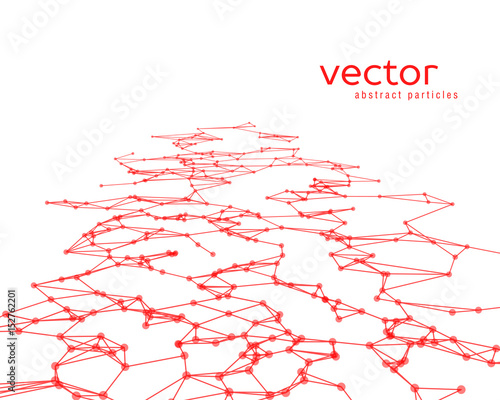 Vector background with red abstract particles.