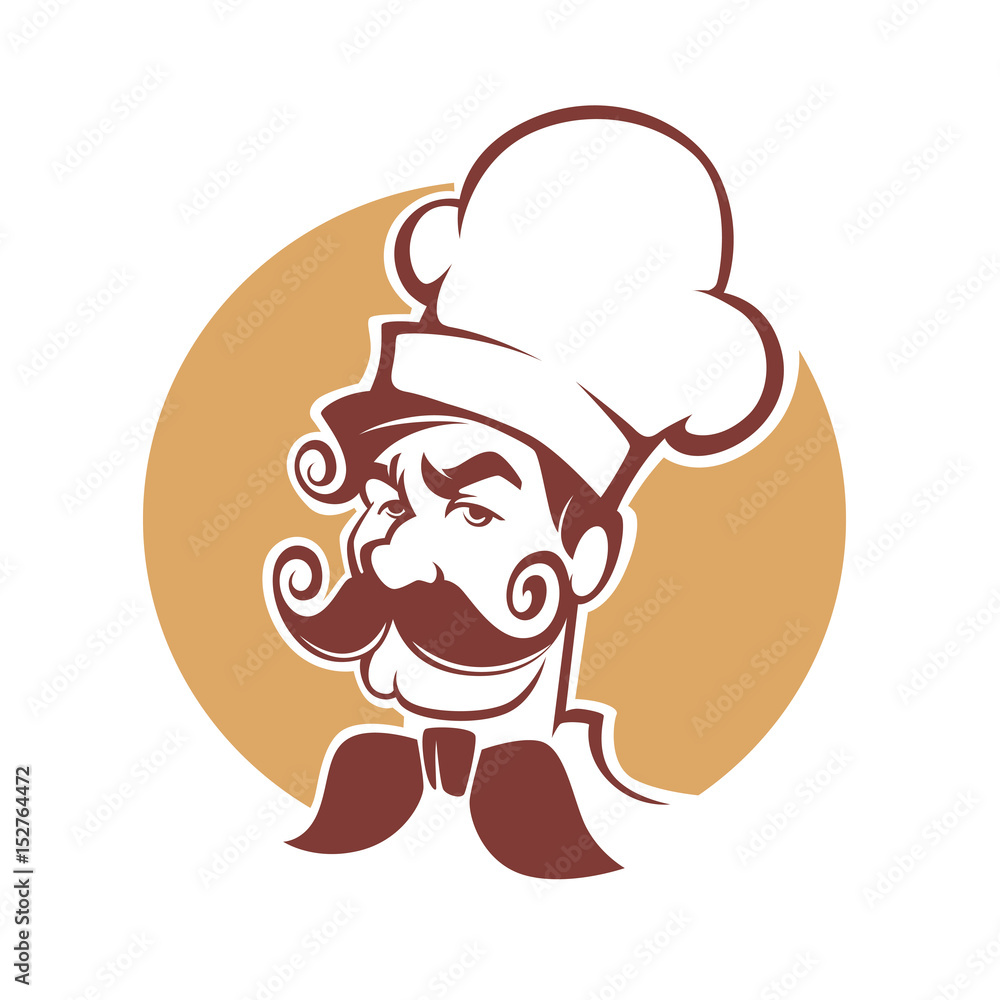 Professional Man Chef with large mustache for your logo or label Professional Man Chef with large mustache for your logo or label