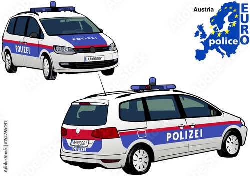 Austria Police Car - Colored Illustration from Series Europol, Vector