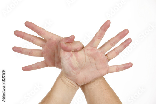 Male human hand gestures, yoga mudras.