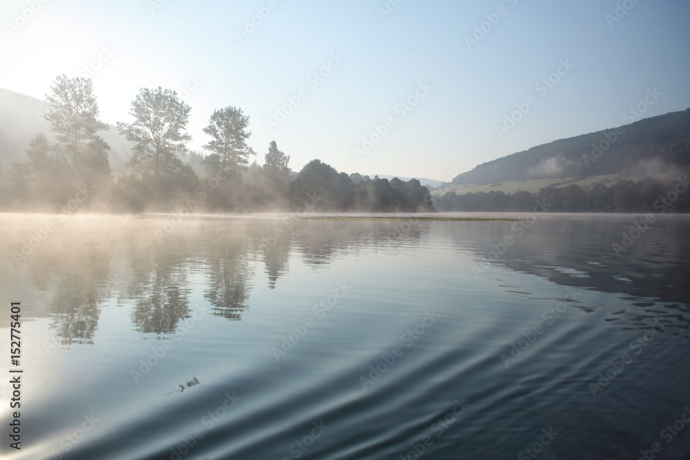 Fototapeta premium Lake Myczkowce / Lake Myczkowce is an artificial lake in the Bieszczady Mountains region in Poland.