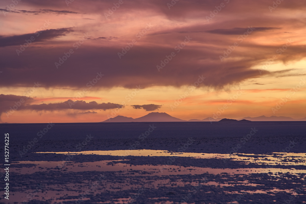 Sunset, Post Wet Season, Salar de Uyuni, Bolivia