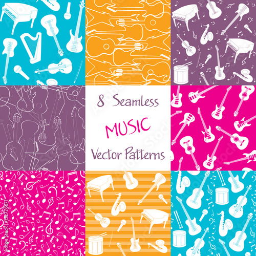 Collection of music seamless patterns