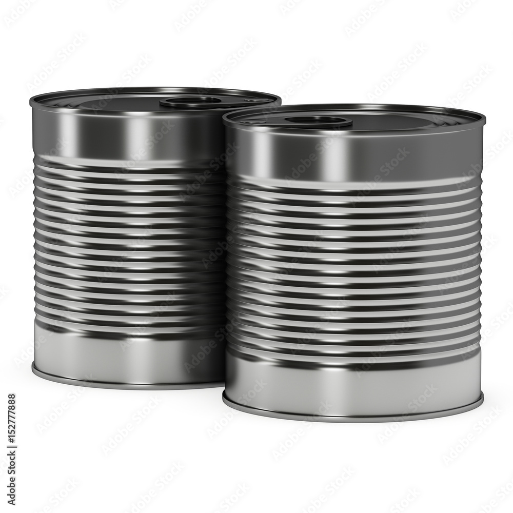 Aluminium can. 3D render of metal canned food isolated on white. Aluminium can. 3D render of metal canned food isolated on white.
