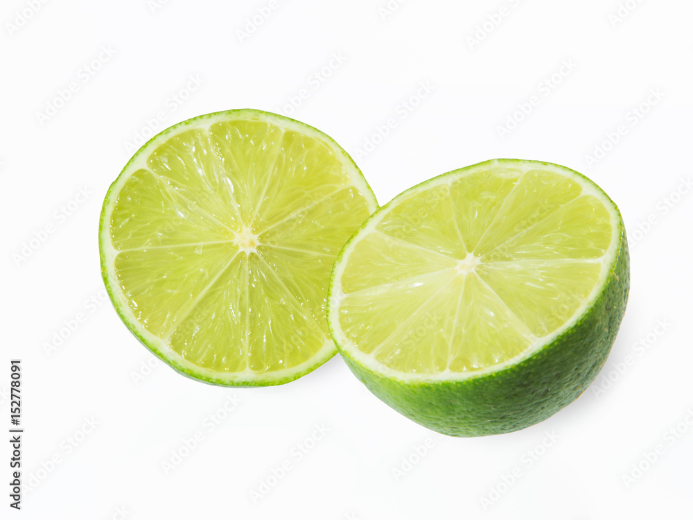 Citrus lime fruit half isolated on white background Citrus lime fruit half isolated on white background