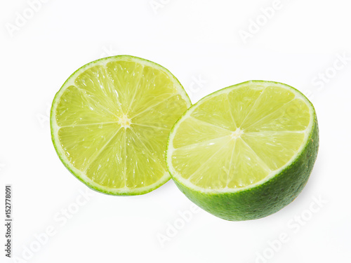 Citrus lime fruit half isolated on white background