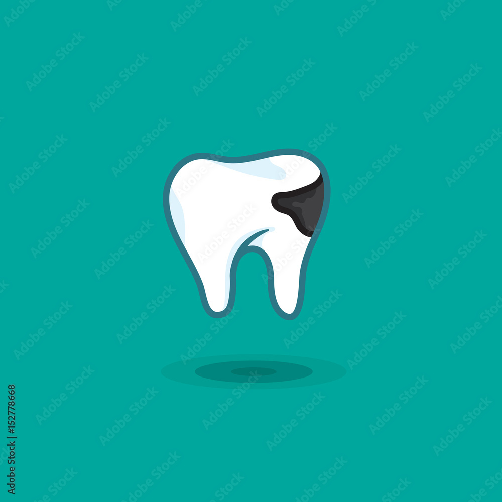 Vector illustration tooth man with dental caries on colored background Vector illustration tooth man with dental caries on colored background