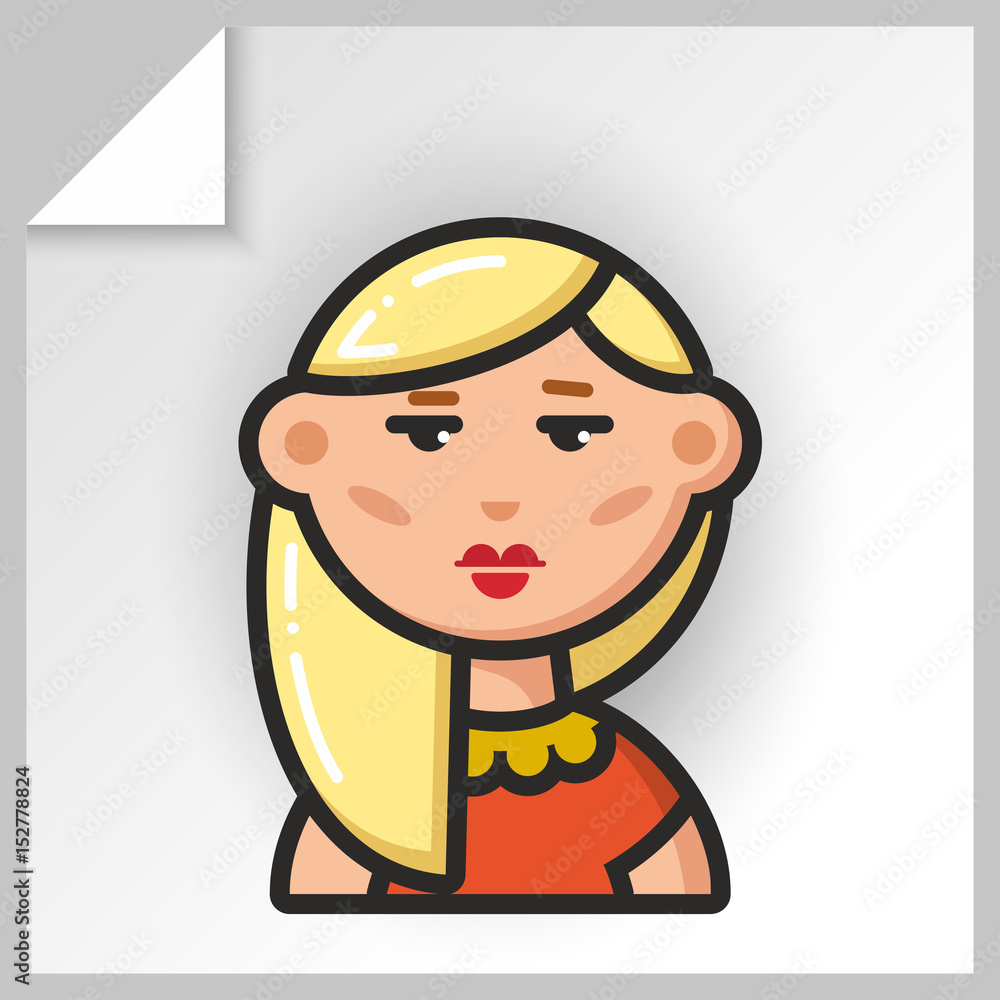 Cartoon female avatars- face icons. Vector Isolated flat colorful illustration.