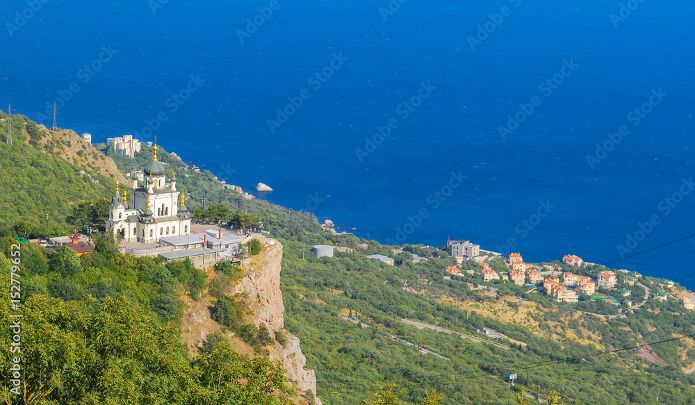 The Church of the Resurrection of Christ on a cliff above the sea in Foros in Crimea