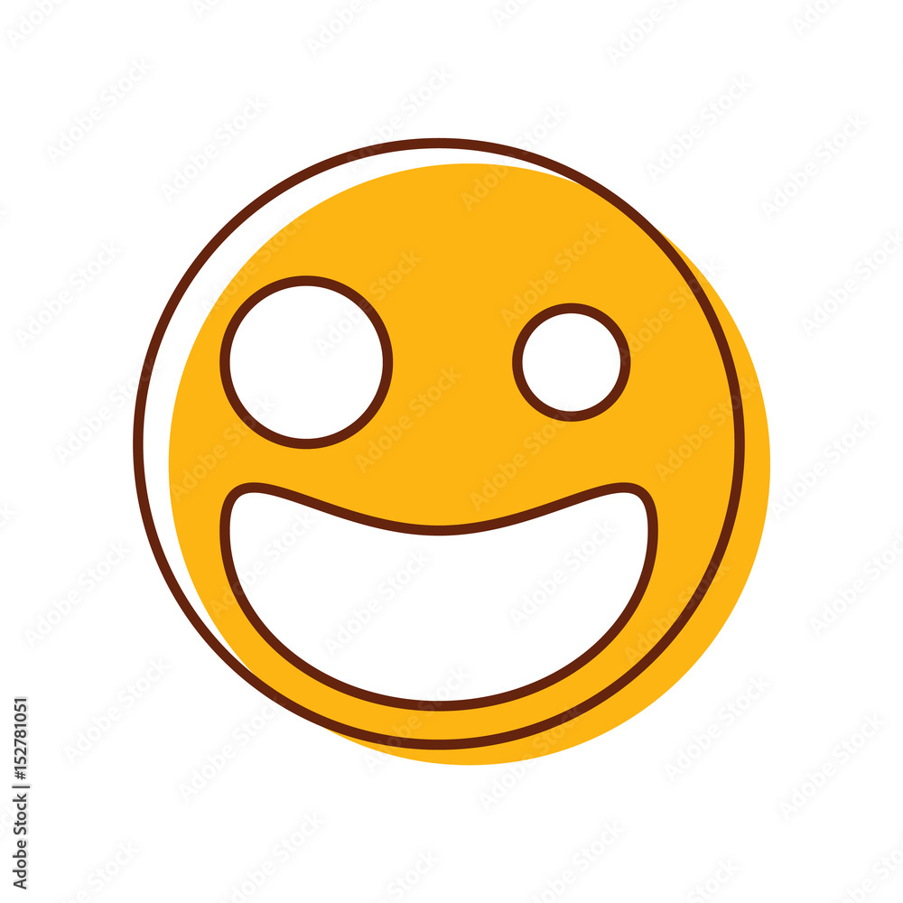 Crazy happy emoticon. Vector emoji smiley laughing