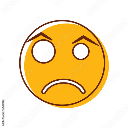Upset crazy emoticon. Vector emoji smiley illustration