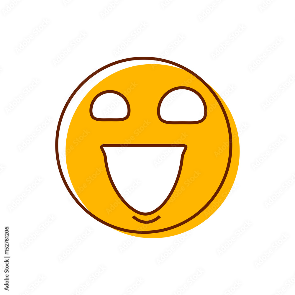 Fototapeta premium Crazy Emoticon vector. Big naughty and evil smile emoji icon