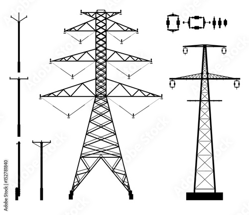 Set of high voltage silhouettes