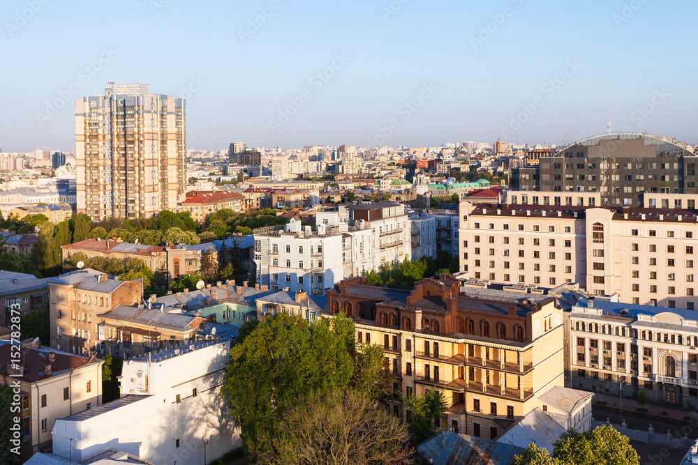 residential buildings in Kiev in spring dawning