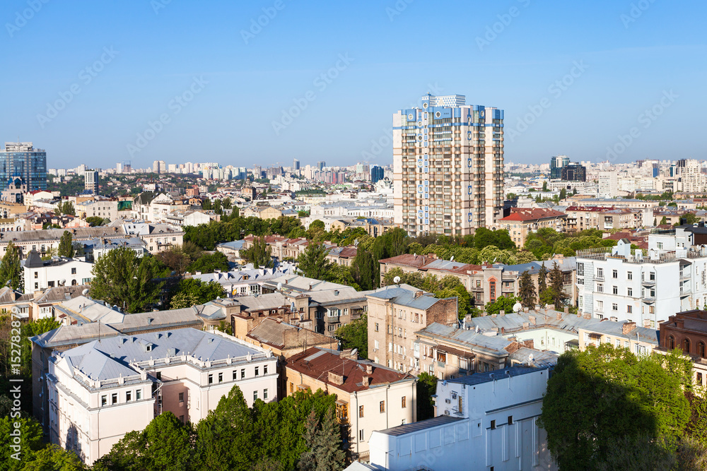 urban houses in Kiev city in spring morning