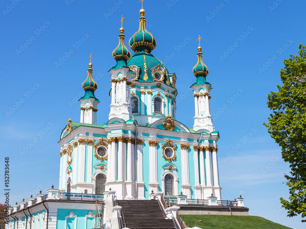 view of Saint Andrew's Church in Kiev city