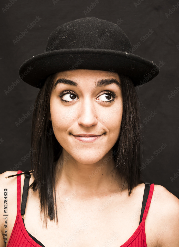 Portrait of a beautiful woman with hat Portrait of a beautiful woman with hat