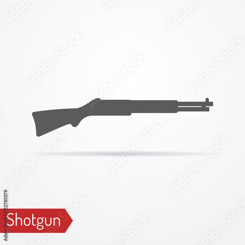 Abstract isolated rifle icon in silhouette style with shadow. Typical police special forces or hunter weapon. Military vector stock image.
