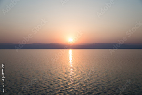 Sunset over the dead sea in Jordan