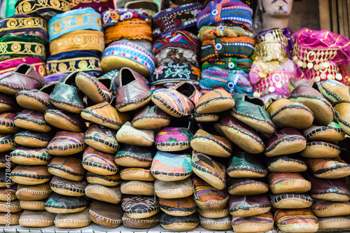 Traditional turkish slippers for sale at Istanbul's Grand Bazaar