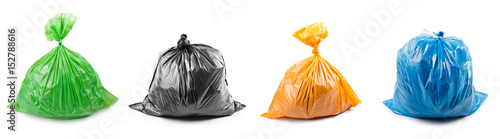 Collage of garbage bags