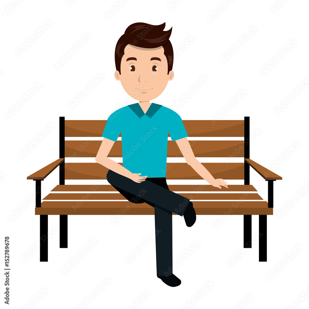 Fototapeta premium man sitting on park chair vector illustration design