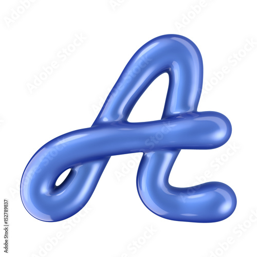 Glossy blue letter A uppercase. 3D rendering