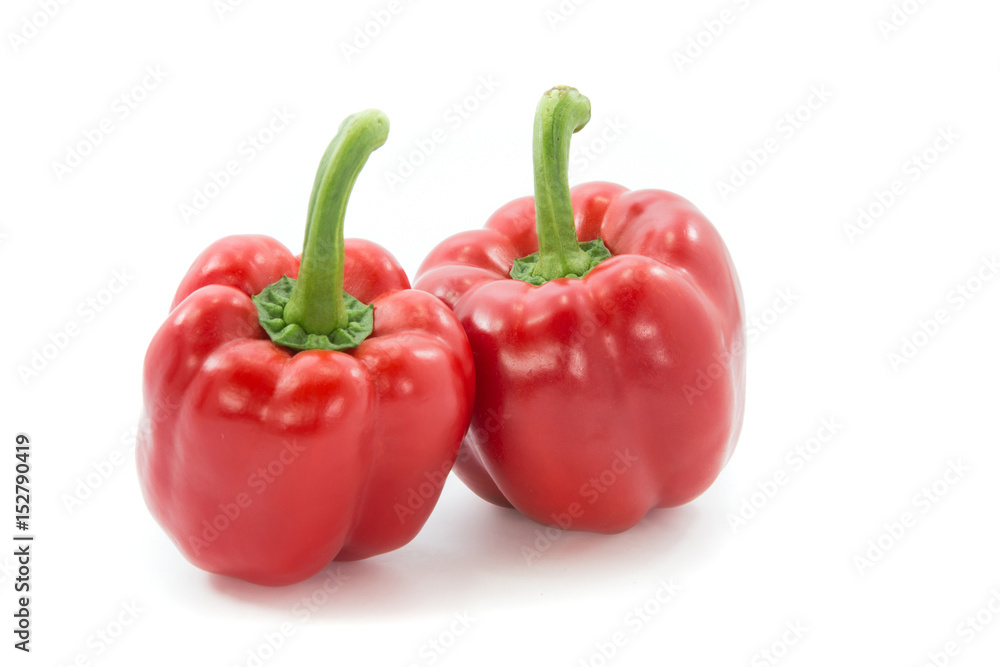 Red capsicum or sweet pepper isolated on white background