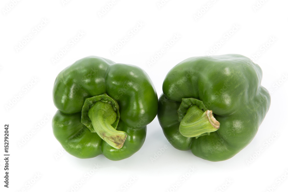 Green capsicum or sweet pepper isolated on white background Green capsicum or sweet pepper isolated on white background