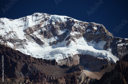Aconcagua peak and glacier cliff (Argentina)