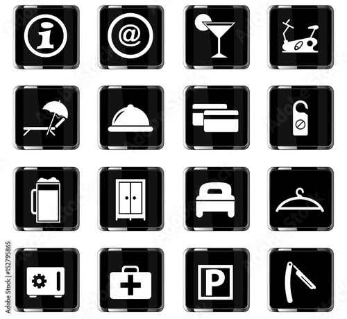 hotel room services icon set