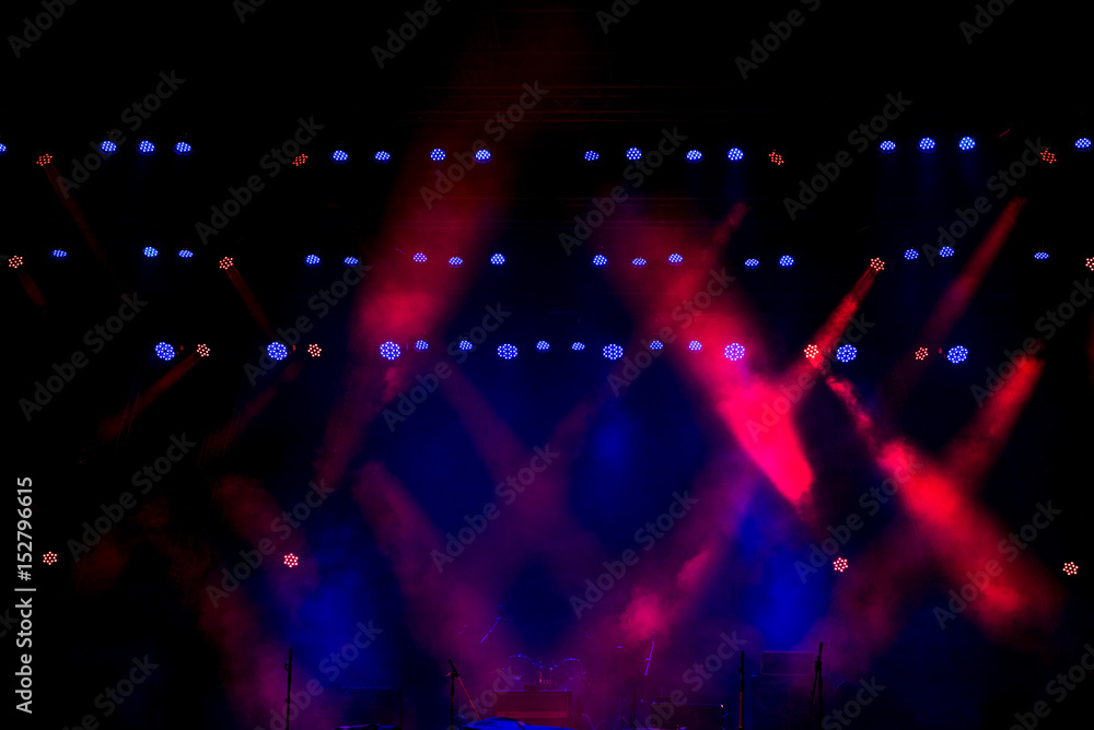 Free stage with multicolored lights