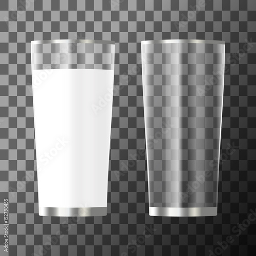 Glass of milk and empty glass