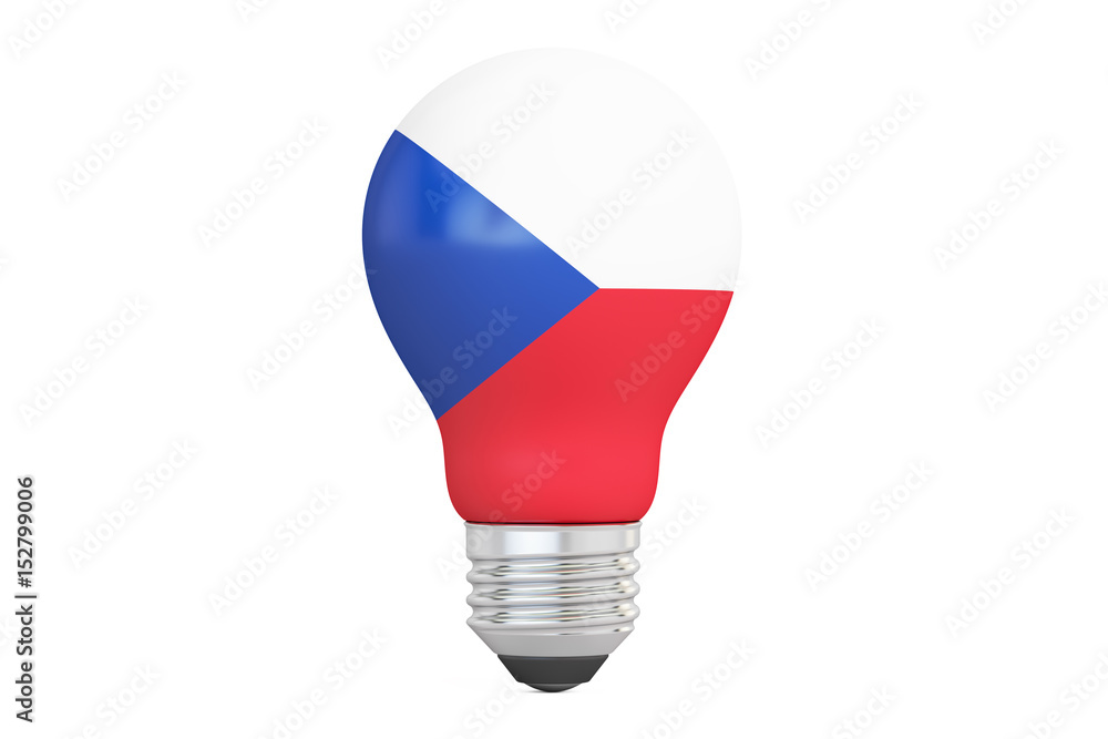 Light bulb with Czech Republic flag, 3D rendering Light bulb with Czech Republic flag, 3D rendering