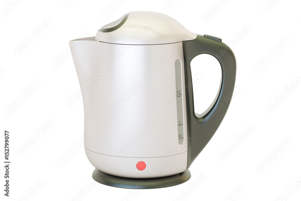 metallic electric kettle, 3D rendering metallic electric kettle, 3D rendering
